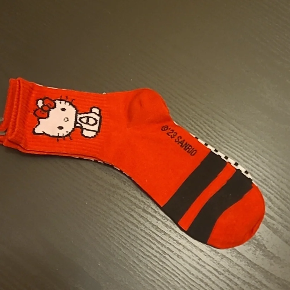 Hello Kitty Red and Black Striped Socks - 2 Pairs